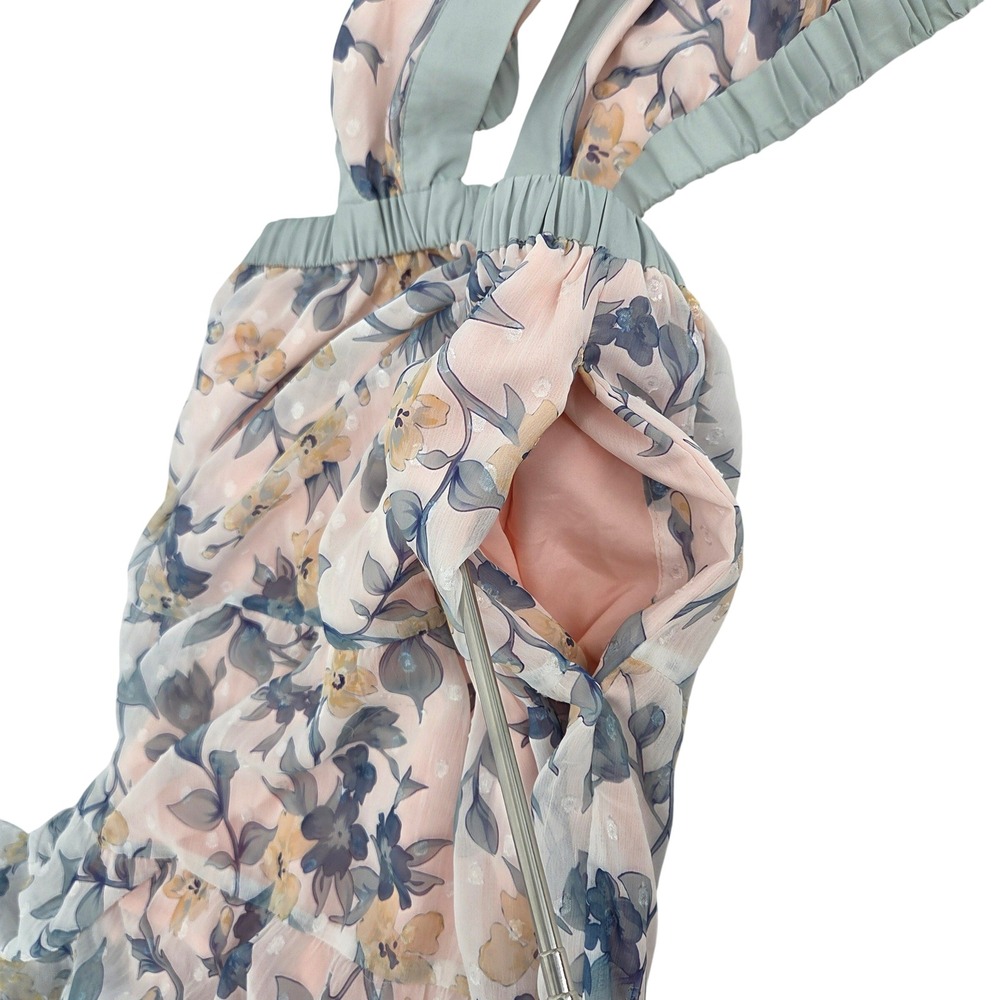 Hello Molly Forward Fashion Maxi Dress S Floral Cutout Criss Cross Back Boho - Picture 9 of 12